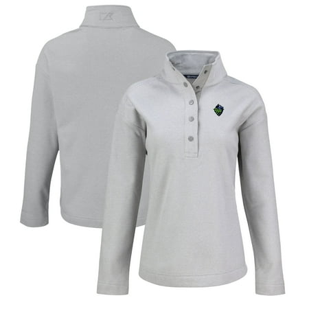 Women s Cutter & Buck Gray Hillsboro Hops Hunts Point Eco Textured Fleece Recycled Half-Snap Sweatshirt