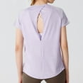 thumbnail image 5 of Gbsyewxs Womens Tops Short Sleeve Crew Neck Backless Solid Color Breathable Loose Summer T Shirts For Women Purple, 5 of 6
