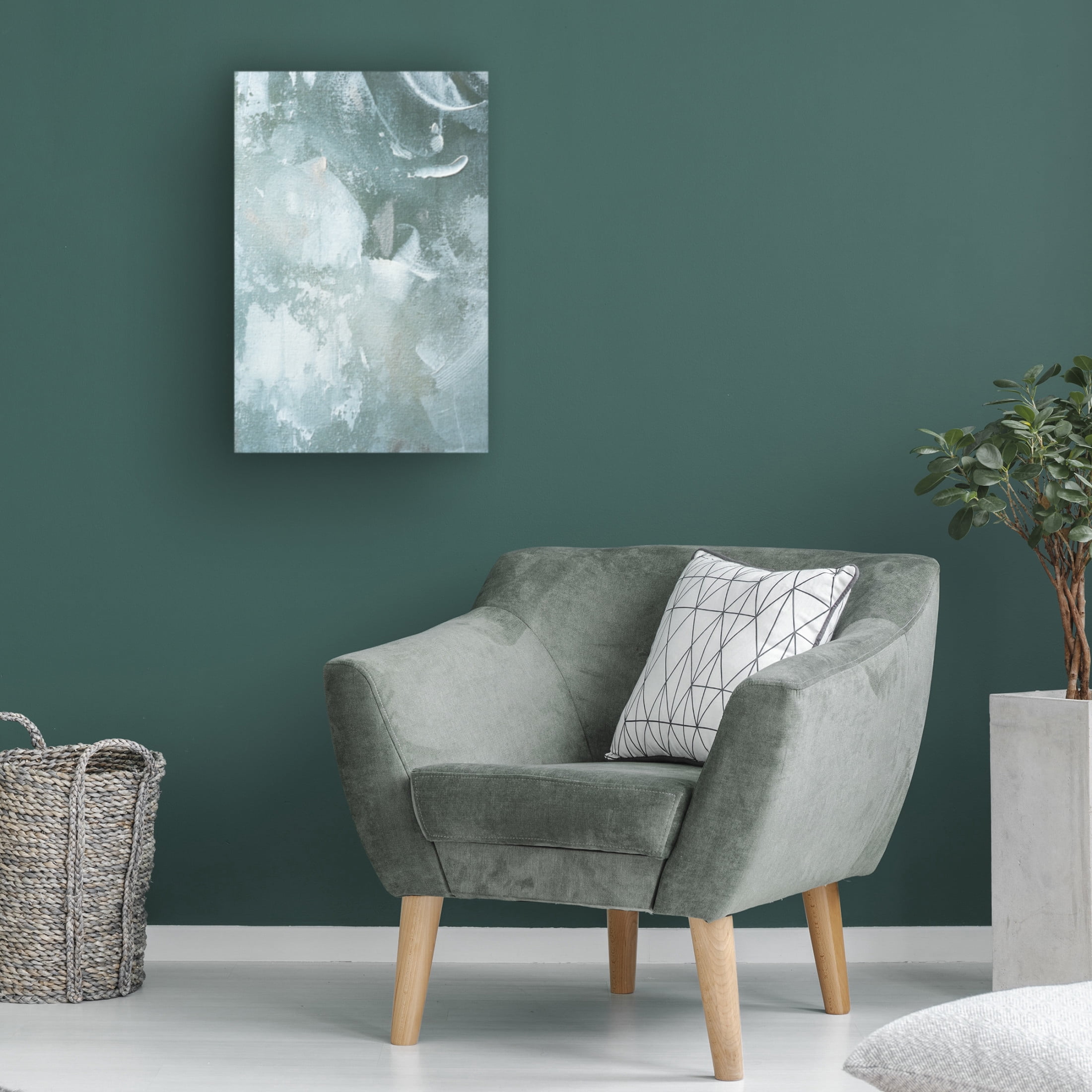 Trademark Fine Art uplusmestudio   Green and White Acrylic No 3 Canvas Wall Art
