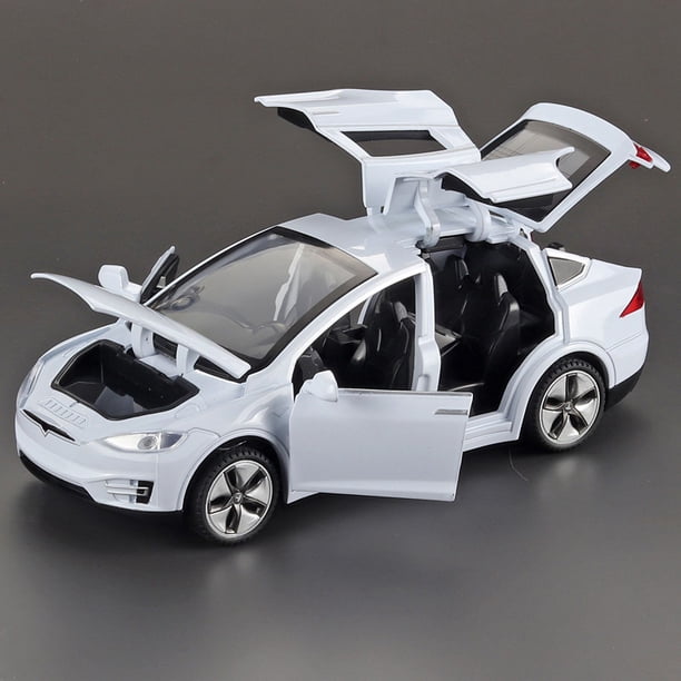 1:32 simulación tesmodelx modelo de coche de aleación modelo de puerta abierta sonido y luz tire hacia atrás juguetes para niños