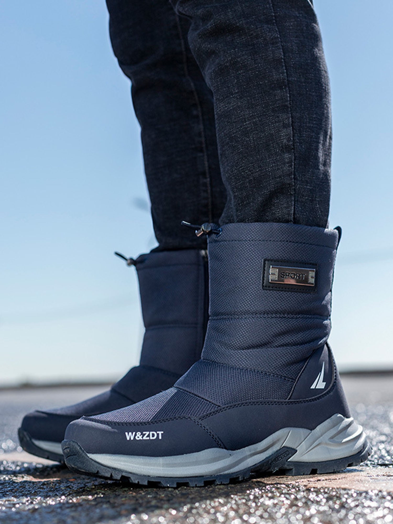 SIMANLAN Men's Waterproof Winter Boots Warm Snow Shoes Size