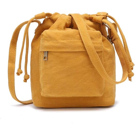 Crossbody Bags for Women Small Canvas Drawstring Bucket Purse Cute Little Boho Bag