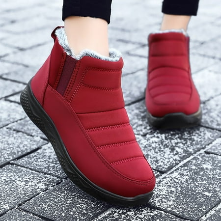 

Akiihool Womens Snow Boots Fashion Womens Winter Snow Boots Waterproof Shoes Comfortable Slip On Outdoor Winter Shoes for Women (Red 8.5)