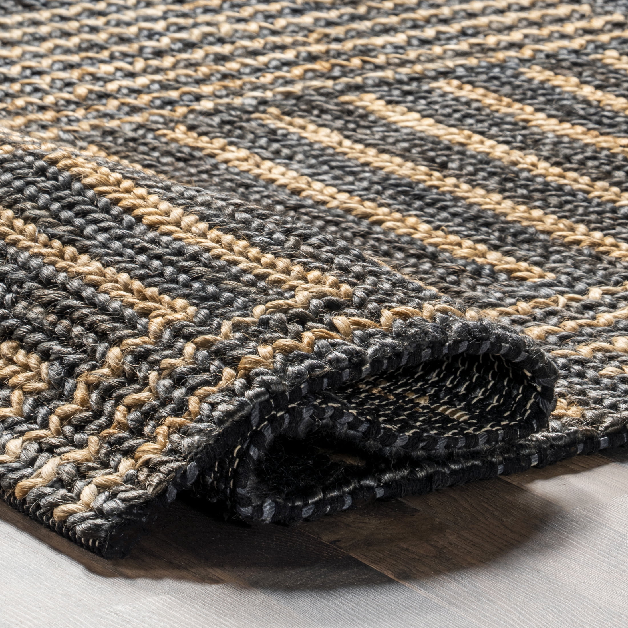 Rugs USA Grassland Handwoven Jute Area Rug, 9' 6" x 13' 6", Liess Black