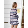 thumbnail image 3 of Ekouaer Pajama Set for Women Waffle Knit Lounge Sets Long Sleeve Top and Shorts Sleepwear Matching Loungewear, 3 of 6