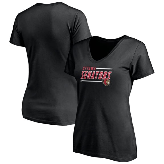Women's Fanatics Black Ottawa Senators Plus Size Mascot In Bounds V-Neck T-Shirt
