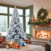 Ktaxon 6ft Pre-Lit Christmas Tree, Snow Flocked Xmas Tree Pine Tree with 550 LED Lights, Christmas Holiday Decor