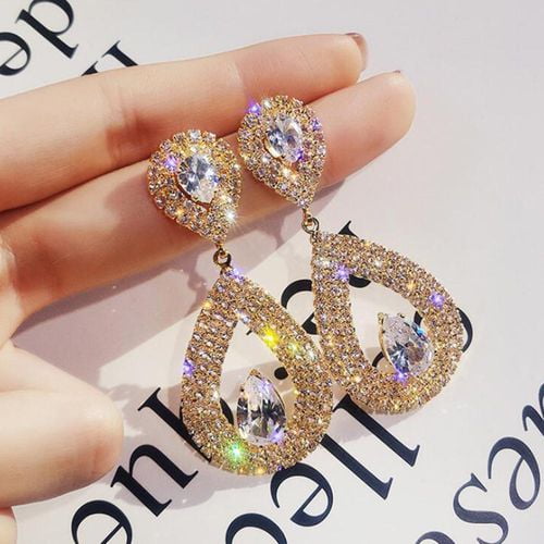 AkoaDa Lovely Woman Big Water Drop Earrings Fashion Silver Gold Wedding Earrings Jewelry Retro Long Earrings Women