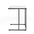 thumbnail image 3 of Computer Desk with Glass Top, Mental Frame Writing Desk for Home Office, Living Room, Black, 3 of 9