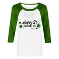 thumbnail image 5 of JTZGDY Plus Size St. Patrick's Day Tops for Women Dressy Casual Raglan 3/4 Sleeve Green Gilter Shamrock Print Round Neck Graphic T-Shirts Trendy Oversized Holiday Outfit Clothes Green#10 XXXL, 5 of 5