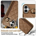 thumbnail image 6 of Crossbody Wallet Case for iPhone 16 with Make-up Mirror, PU Leather Lanyard Purse Magnetic Clasp Card Holder, Flip Kickstand Shockproof Phone Cover for iPhone 16, Brown, 6 of 6