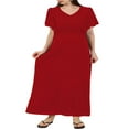 thumbnail image 2 of Robe de Maternité à Manches Courtes pour Femmes, Couleur Unie, Col en V, Robe Longue Décontractée, 2 of 6