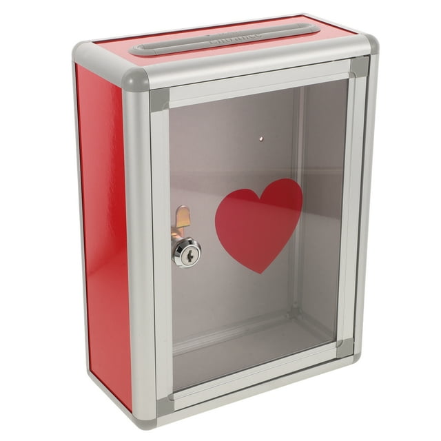 1PC Aluminium Alloy Collection Box with Lock Wall Hanging Charity Box Portable Collection Box for School Classroom Outside Use