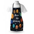 thumbnail image 3 of Quote Apron Outer Space Planets and Star Cluster Solar System Moon and Comets Sun Cosmos Illustration, Unisex Kitchen Bib Apron with Adjustable Neck for Cooking Baking Gardening, Multi, by Ambesonne, 3 of 3