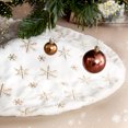 thumbnail image 6 of STP GOODS Golden Snowflakes Christmas Tree Plush Skirt 30” (76 cm) Faux Fur Xmas Tree Decorations, White, 6 of 8