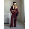 thumbnail image 6 of Womens 2 Piece Casual Outfit Workout Hoodie Sweatsuits with Sweatpant Travel Airport Track Suits Lounge Sets Dark Red L, 6 of 9
