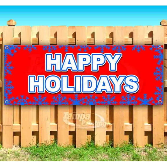 Happy Holidays 13 oz Vinyl Banner With Metal Grommets