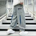 thumbnail image 4 of CPNG Youth Kids Boys Full Length Wide Leg Drawstring Jeans Baggy Straight Elastic Mid Waist Washed Denim Pants Cool Loose Trousers Y2k Streetwear, 4 of 5