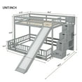 thumbnail image 2 of Harper & Bright Designs Floor Bunk Bed Twin Over Full with Storage Staircase, Solid Wood Bunk Bed with Slide and Guardrail, Grey, 2 of 9