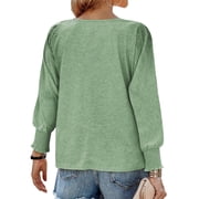 UVN Crewneck Blouse for Women Fall Long Sleeve T-Shirts Casual Tees Ladies Loose Tops