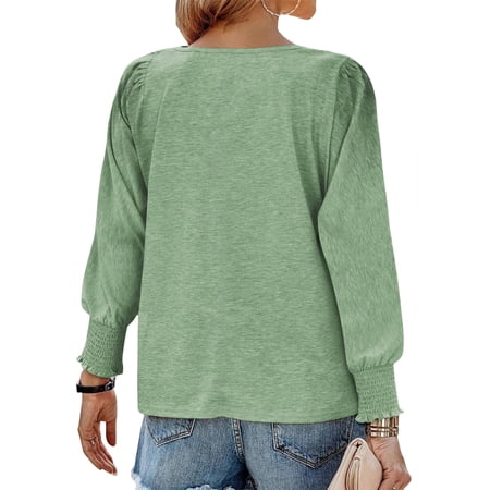 UVN Crewneck Blouse for Women Fall Long Sleeve T-Shirts Casual Tees Ladies Loose Tops