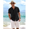 thumbnail image 2 of Camisa de lino para hombre COOFANDY, manga corta, casual, negra, 2 of 5