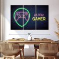 thumbnail image 3 of Elephant Stock Alien Gamer Wall Art - Horizontal Multi Panel Canvas - Living Room Wall Decor - Hobbies And Lifestyle Multi Panel - Gold And Blue Decor - 65" x 42", 3 of 8