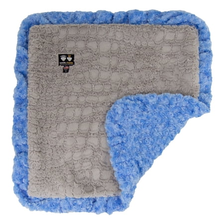 Bessie and Barnie Serenity Grey / Blue Sky Luxury Ultra Plush Faux Fur Pet/ Dog Reversible Blanket (Multiple Sizes)