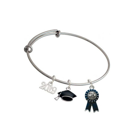 Silvertone Best in Show Blue Ribbon - 2019 Graduation Charm Bangle (Best Cars For The Snow 2019)