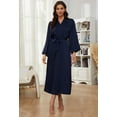 thumbnail image 2 of HEARTNICE Women's Silk Full-length Robe, Soft Satin Lightweight Bathrobe,(Navy,2XL), 2 of 6