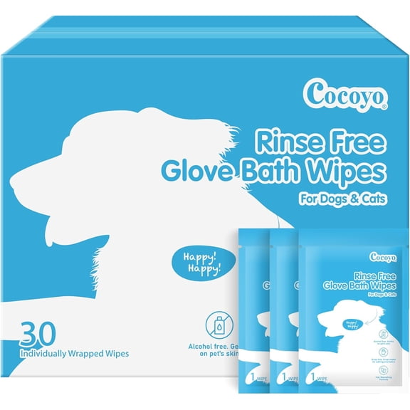 Disposable Grooming Glove Wipes for Dogs & Cats I Fur Deodorizing I Fresh Moutain Pine Scent I Rinse Free & Bathing Gloves Wipes (30 Individually-Packed Glove Wet Wipes) (30 Individual Pack)