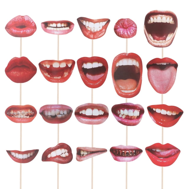 Miangastore 20 Pcs Accessoires de Cabine Photo Lèvres Rouges Amusantes Accessoires de Selfie Uniques pour Séance Photo pour Fête Festival Rassemblement