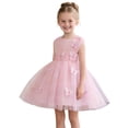 thumbnail image 2 of BLTIBY Toddler Baby Girls Princess Dress 3D Butterfly Birthday Sleeveless Tulle Formal Wedding Party Tutu Dresses Pink 6-7Years, 2 of 7