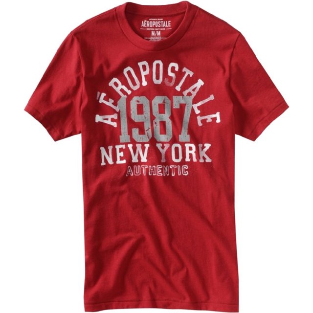 Aeropostale - Camiseta gráfica para hombre, color rojo, XS
