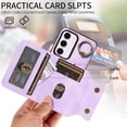 thumbnail image 4 of Phone Case for Samsung Galaxy S23 Plus S23+ 5G Wallet Cover with Tempered Glass Screen Protector Ring Stand Credit Card Holder Cell S23plus 23S + S 23 23+ SM-S916U 6.6 inch Women Girls Purple, 4 of 7