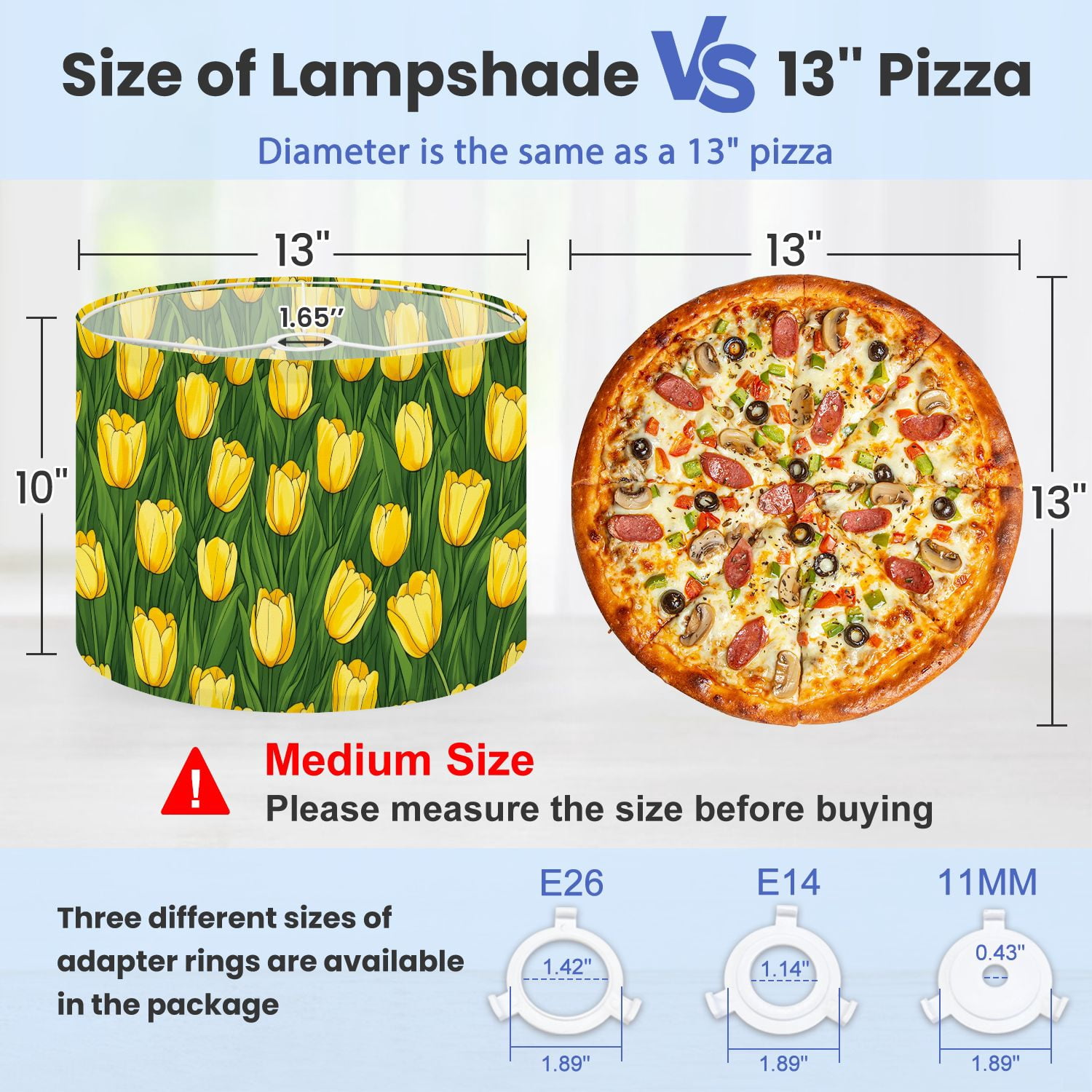 Lampshades 2 Pack Yellow Tulips Full Bloom Green Leaves Grass Spring Decor 13"x13"x10" Light Shade for Table Lamps Floor Lamp Shades Lampshade Replacement Easy Assembly