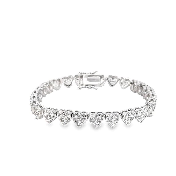 Cate & Chloe Donna 18k White Gold Plated Heart Bracelet with Simulated Diamond Crystals for Women