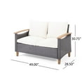 thumbnail image 4 of GDF Studio Velthur Outdoor Wicker and Acacia Wood 4 Seater Chat Set with Cushions, Multibrown, Beige, and Teak, 4 of 13