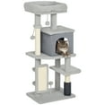 thumbnail image 1 of PawHut 41 Inch Cat Tree with Scratching Posts, Cat Bed, Condo, Light Grey, 1 of 10