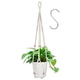 thumbnail image 1 of Cestas colgantes para jardineras, juego de 4 colgadores de plantas de macramé de cuerda de algodón con 4 ganchos para colgar, 80 cm y 100 cm, 1 of 5