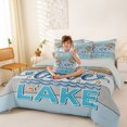 thumbnail image 3 of Castle Fairy Weathered Nautical Lake 7-Piece Twin Bedding,Anchor Paddle Wave Lettering Bedding Comforter Set,Sky Brown,Grey Reversible, 3 of 7