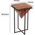 thumbnail image 3 of ZCLP 26-Inch Pyramid Shape Wooden Side Table with Cross Metal Base, Brown and Black, 3 of 6