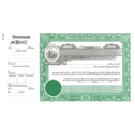Goes 223 North Carolina Stock Certificate, Certificate for North Carolina, Size 8-1/2" x 15", Printable, Laser or Ink Jet Compatiable (Pack of 10)