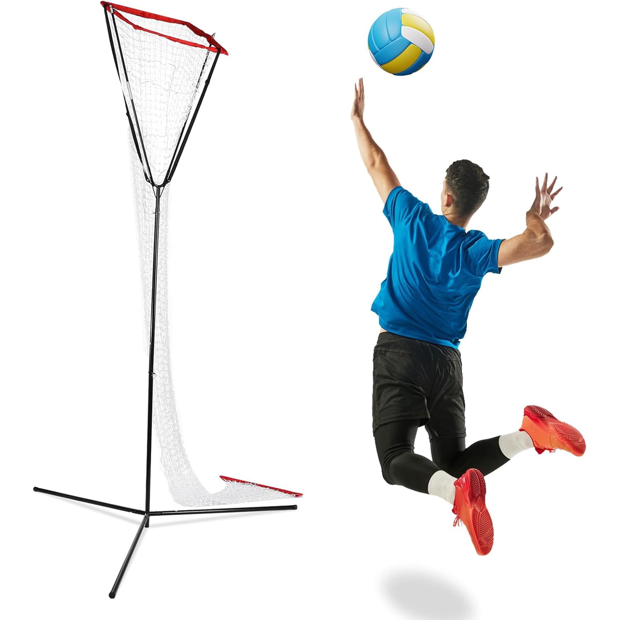 Volleyball Setter Trainer Net Indoor Outdoor Volleyball Practice Net with Adjustable Height and Angle for Practicing Serving Passing Spiking Setting