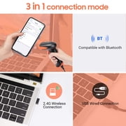 Tera Wireless 2D QR Barcode Scanner with Stand Bluetooth 2.4GHz USB Wired Handheld Bar Code Reader for Price Check HW0001