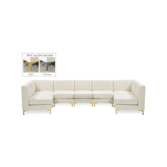 Meridian Furniture Alina Cream Velvet Modular Sectional