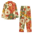 thumbnail image 4 of Renewold Colorful Hippie Flowers Button Down Pajamas for Women Size 3XL Durable Shirt and Elastic Waist Pants 2 Pieces Soft Scoop Neck Lounge Set for Fall Spring Winter, 4 of 6