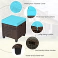 thumbnail image 6 of CHTER 2-Piece Patio Ottoman Set - Wicker Footstools, All Weather PE Rattan Ottoman with Removable Cushions, Square Footrest Seat, Outdoor Stools for Garden, Porch, Pouf Ottoman (Turquoise), 6 of 9