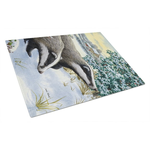 Caroline's Treasures Badgers Two of a Kind Glass Cutting Board Large