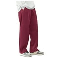 thumbnail image 1 of Unisex Solid Color Drawstring Track Pants Cozy Corduroy Straight Leg Loungewear, 1 of 1
